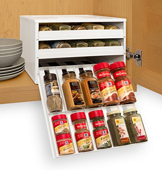 YouCopia Chef’s Edition SpiceStack 30-Bottle Spice Organizer with Universal Drawers, White