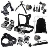 BAXIA TECHNOLOGY Essential Accessories for GoPro HERO 4 3 3 2 Black Silver Accessory Kit for GoPro 4 3 3 2 1 Sports Camera Accessories Bundle Kit for SJ4000 SJ5000 SJ6000