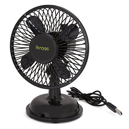 5inch USB FAN - iKross Personal Quiet Mini USB Powered Desktop Table Office Metalic Fan - Black