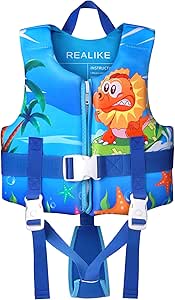 REALIKE Kids Swim Vest Toddler Floaties Adjustable Safety Strap Swimming Aids for Toddlers Children Float Swimsuit, Suitable for Age 2-10 Years/22-88lbs