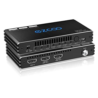 HDMI Splitter 1x2 4K 120Hz 4:4:4 HDR 8K 60Hz VRR G/Sync CEC EDID Switch - HDMI Down Scaler 4K 1080P in Sync, HDMI 2.1 HDCP 2.3 Bypass 1 in 2 Out Spliter Atmos for Game PC Xbox PS5 Roku Fire TV