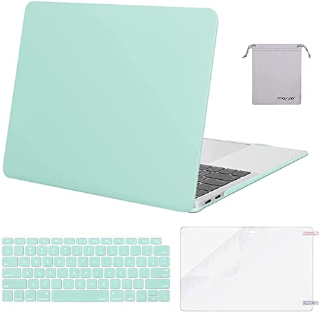 MOSISO Compatible with MacBook Air 13 inch Case 2021 2020 2019 2018 Release A2337 M1 A2179 A1932 Retina Display Touch ID, Plastic Hard Shell&Keyboard Cover&Screen Protector&Storage Bag, Mint Green