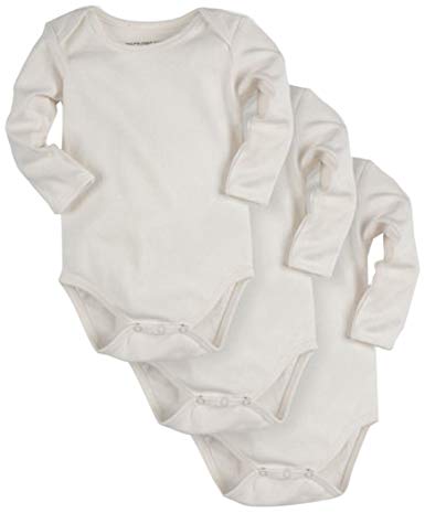 PACT Baby 3-Pack 100% Organic Cotton Long Sleeve Bodysuit | White