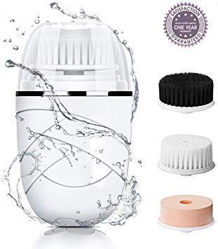 Tsuperb Facial Cleansing Brush Electric Spin Face Brush Set with 3 Brush Heads, 2 Modes, IPX65 Waterproof Rechargeable Use Anti-Aging Facial Massager, Exfoliate Smooth Deep Cleansing Skin Care (White)