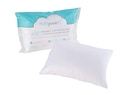 PUREgrace GOTS Certified Organic Cotton Toddler Pillow with Natural Hypoallergenic 100% Tencel Pillowcase Included
