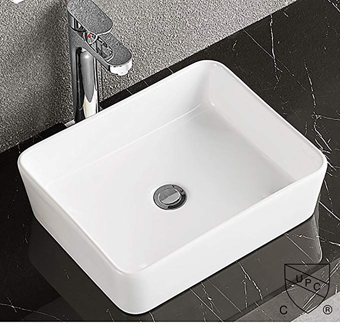 WinZo WZ6068 Rectangle Bathroom Vanity Sink ,White Porcelain Ceramic Vessel Art Basin