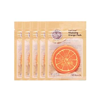 PUREDERM Facial Pads (10sheets) x 5ea / Watermelon mask/Watermelon patch/Mask sheet/Skin soothing/Skin moisture/Vitalizing pad/Hydro soothing pad/Orange pad/Cumber pad (ORANGE)