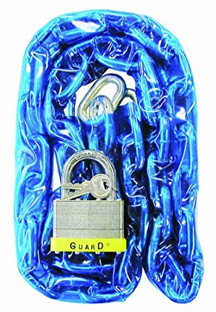 Guard Security 832 Vinyl Covered Hardened Steel Chain with 744 Padlock,Assorted Colors,4-Feet x 9/32-Inch