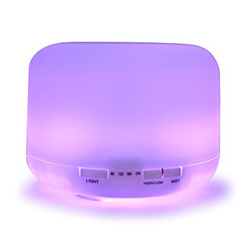 Sungwoo 500ml Essential Oil Diffuser Ultrasonic Cool Mist Humidifier with LED Color Changing Lamp for Yoga Bedroom Spa (500ml)