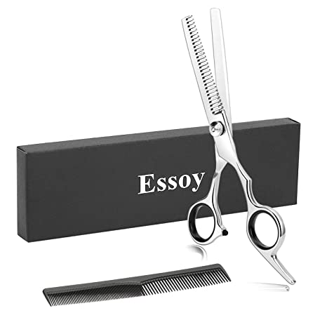 ESSOY Professional Thinning Shears Hair Cutting Teeth Scissors(6.5-Inches), 4CR Stainless Steel Haircut Scissor with Fine Adjustment Screw for Home Salon,Barber Hairdressing Scissor for Women Men Kids