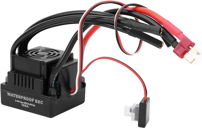 VGEBY Brushless ESC, 120A Waterproof RC ESC Electronic Speed Controller Fit for 1/8 RC Car(T Plug) Brushless Esc