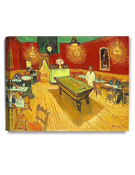 DECORARTS - The Night Cafe in The Place Lamartine in Arles, Vincent Van Gogh Art Reproduction. Giclee Canvas Prints Wall Art for Home Decor 20x16