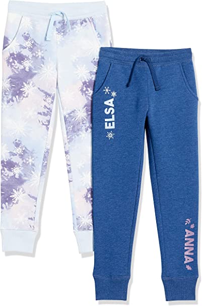 Spotted Zebra Disney | Marvel | Star Wars | Frozen | Princess Girls and Toddlers' Fleece Jogger Sweatpants, Pack of 2