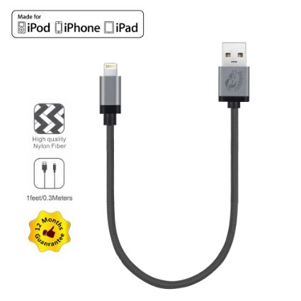 iPhone Charger Cable Cambondampreg Apple MFi Certified 10ft 8 Pin Nylon Braided Lightning USB SYNC Charger Cord for iPhone 5 5s 5c 6 6 plus iPad Air mini2 iPad 4th iPod 5th iPod nano 7th Black