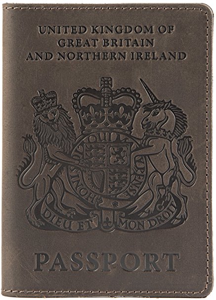 Shvigel Leather Passport Holder - for Men & Women - British Passport Cover Case (Brown Vintage)