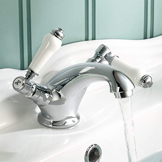 iBathUK Traditional Chrome Basin Mixer Tap Monobloc Bathroom Sink Lever Faucet TB132