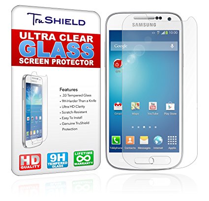 Samsung Galaxy S4 Mini Screen Protector - Tempered Glass - Package Includes Microfiber Cleaning Wipe, Installation Tips with Video - Retail Packaging - by TruShield