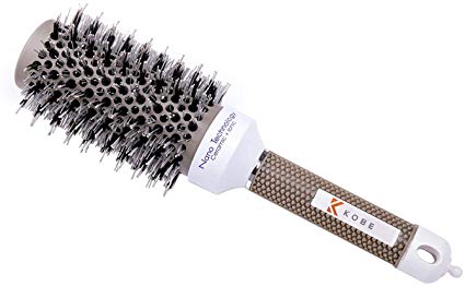 Kobe Professional Hairdresser's Ionic Dual-Bristle Brush 43 mm - Heat-Retaining Ceramic Barrel & Boar & Nylon Bristles