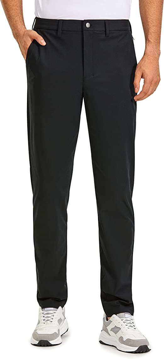 CRZ YOGA Men's All-Day Comfort Golf Pants - 32"/ 34" Quick Dry Lightweight Work Casual Trousers with Pockets