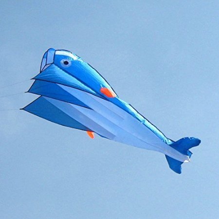 AGPtEK 3D Kite Huge Frameless Soft Parafoil Giant Blue Dolphin Breeze Kite
