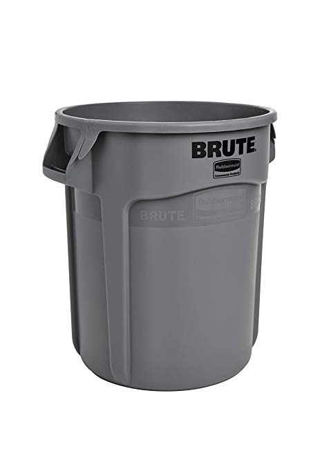 Rubbermaid Commercial Products FG261000GRAY BRUTE Heavy-Duty Round Trash/Garbage Can, 10-Gallon, Gray