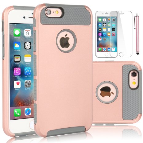 iPhone 6S Case EC8482 2in1 Shockproof Case Extra Slim Dual Layered Heavy Duty Hard Protection Hybrid High Quality Case for iPhone 6S 2015 and iPhone 6 2014 A Rose GoldGray