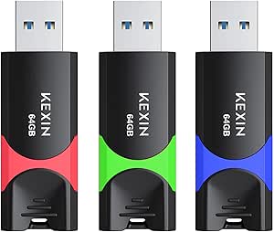 KEXIN 3 Pack 128GB USB STICK USB 3.0 Thumb Drive 128GB USB FLash Drives Swivel USB Key Data Storage with LED Indicator,3 Colors