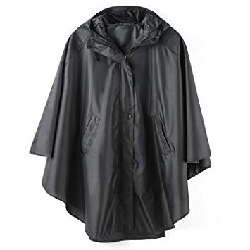 LINENLUX Rain Poncho Jacket Coat Hooded for Adults with Pockets