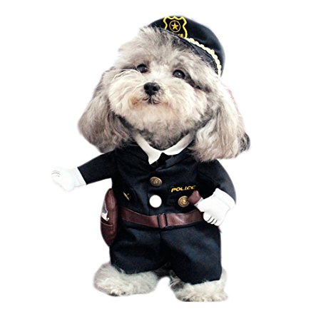 Elisona-Pet Costume Cool Police Uniform with Hat for Dogs Cats Pets Policeman Clothes XL