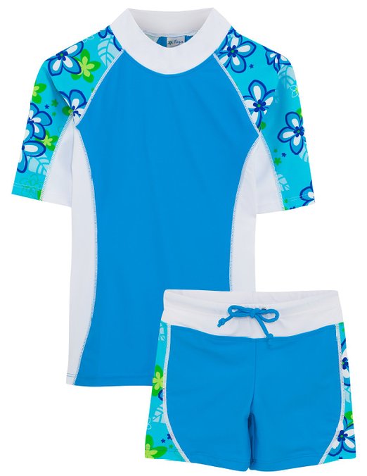 Tuga Girls UPF 50  Seaside S/S Rash Guard and Swim Short (UV Sun Protective)