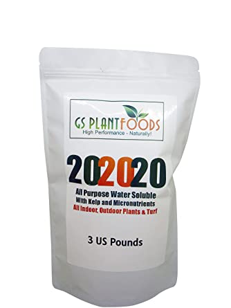 20-20-20 Plant Fertilizer - All Purpose Water Soluble Plant Food with Kelp & Micronutrients (3 Pounds) - Liquid Fertilizer Suitable for Turf, Indoor & Outdoor Plants