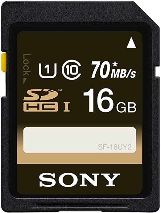 Sony 16GB Class 10 UHS-1 SDHC up to 70MB/s Memory Card (SF16UY2/TQ)[NEWEST VERSION]