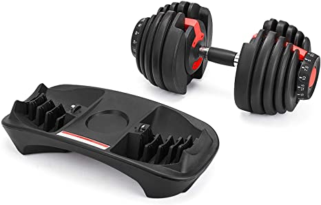 Happybuy Adjustable Dumbbell 1pc 52.5lbs Dumbbell Standard Adjustable Dumbbell with Handle and Weight Plate