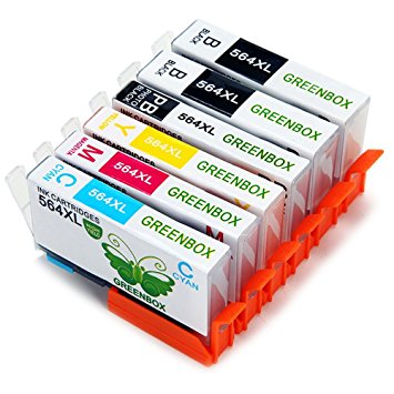 GREENBOX HP 564XL Compatible Ink Cartridges for HP Photosmart 5520 6510 6520 7510 7520 7515 C6380 C310a Printer (2 Black 1 Photo Black 1 Cyan 1 Magenta 1 Yellow, 6 Pack)