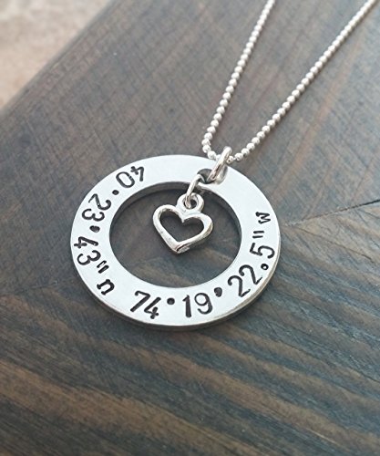 Coordinate Necklace // Personalized Latitude Longitude Necklace // Custom Keepsake Gift to Remember a Specific Location