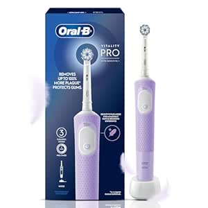 Oral B Vitality Pro with Sensitive Plus Rechargeable Electric Toothbrush for Adults, 3 Brushing Modes (Daily, Sensitive, Sensitive Plus), 2 Min Timer, 2 Year Warranty, IPX7 Water Resistant (Lilac)