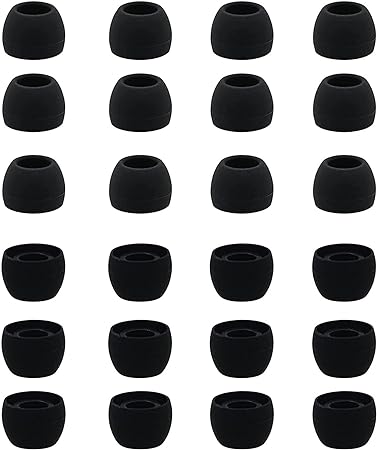 BLLQ 12 Pairs Silicone Replacement Earbud Ear Buds Tips Compatible with 3.8mm to 5.5mm Nozzle Earbuds Earphones, Small Size Black