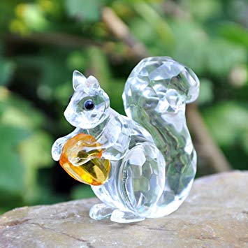 H&D Crystal Animals Squirrel Collectible Figurine Paperweight Table Centerpiece Ornament