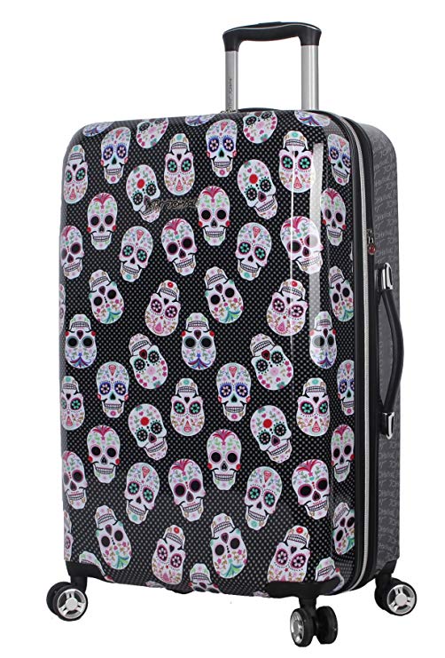 Betsey Johnson Luggage Hardside Midsize 26" Suitcase With Spinner Wheels (26in, Skull Party)