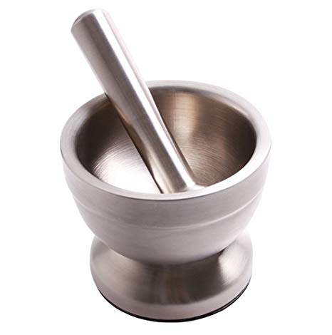 Bekith Brushed Stainless Steel Mortar and Pestle / Spice Grinder / Molcajete