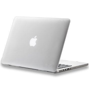 Kuzy - Retina 13-Inch FROST WHITE/CLEAR Rubberized Hard Case for MacBook Pro 13.3" with Retina Display A1502 / A1425 (NEWEST VERSION) Shell Cover - White/Clear