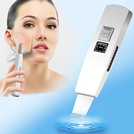 Facial Skin Scrubber, BINZIM Blackhead Acne Dead Skin Remover 3 Modes Comedones Extractor Peeling Tool USB Rechargeable Skin Massage Scrubber Spatula for Deep Clean Exfoliation and Anti-Aging