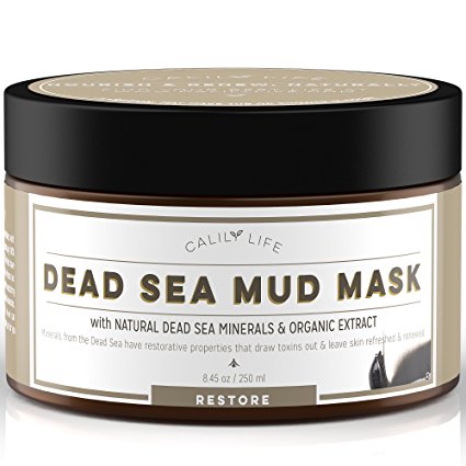CalilyLife Organic Dead Sea Mud Mask, 8.5 Oz. - Organic Deep Skin Cleanser – Face and Body Treatment – Eliminates Acne, Wrinkles, Cellulite - Cleanses Pores, Revitalizes Skin with a Youthful Glow