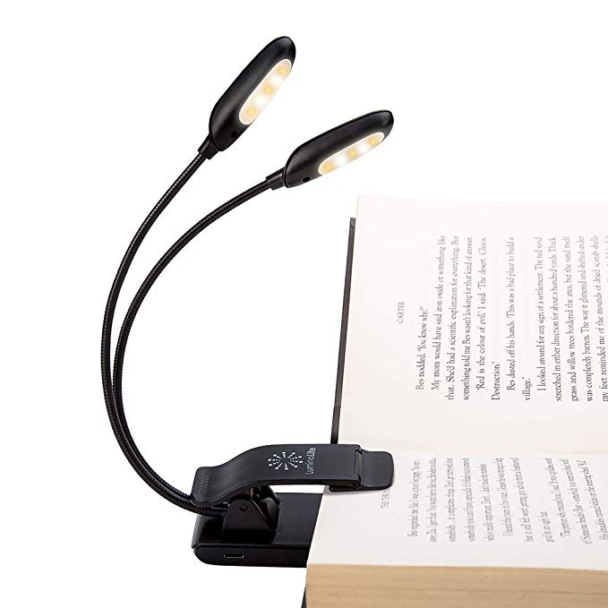 Rechargeable Warm& White 10 LED book light/music stand light, Easy Clip-on Reading in Bed at night, 3color×3 Brightness Levels, 2.8 oz Lightweight, Perfect for Bookworms & Kids
