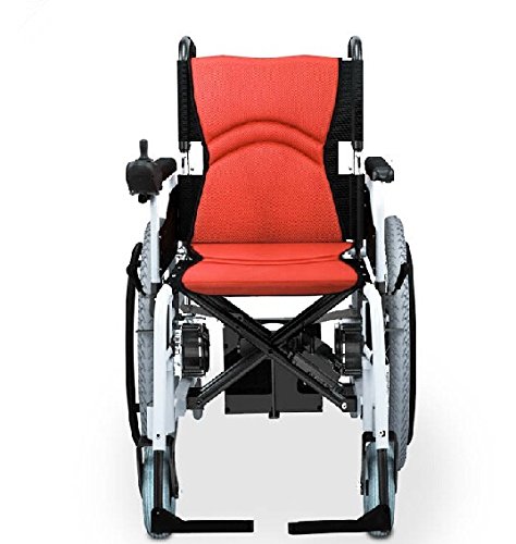 Accessbuy® 22” Rear Wheel Power Wheelchair Portable Wheelchair Aluminum Alloy Silver Frame 18” Wide Seat and Back Cushion Rechargeable Battery, Lightweight, Folding Easily and Compactly