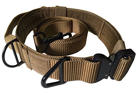 Miles Tactical K9 ID Dog Collar with Genuine Steel Cobra Buckle
