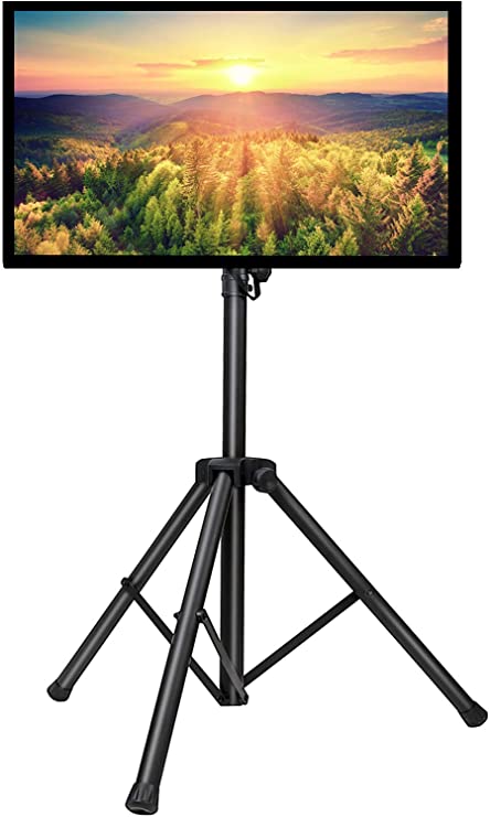 PERLESMITH TV Stand - Portable TV Stand for 28-58 Inch LED LCD OLED Flat Screen TVs-Height Adjustable Tripod Floor TV Stand with VESA 400x400mm up to 88lbs