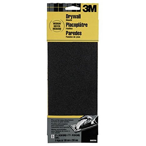 3M 9092DCNA Drywall Sanding Sheets, 4.1875 in x 11 1/4 in, 5-Sheet Medium-Grit