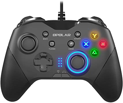 OPOLAR Wired Gaming Controller, Programmable PC Gamepad Joystick with Dual Vibration, Remap M1-M4 Triggers, Game Console for Windows 7/8/10/XP/Laptop, PS3, Switch, Android, TV Box