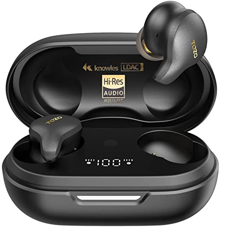 TOZO Golden X1 Wireless Earbuds Bluetooth Headphones Support Ldac Hd Audio-Decoding,Origx Hi-Res Audio Wireless, Active and Environment Noise Cancellation with Smart Touch Headset Black